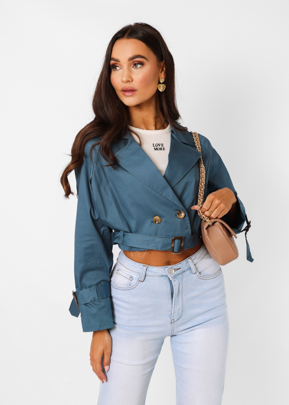 Sofia korte trenchcoat blauw