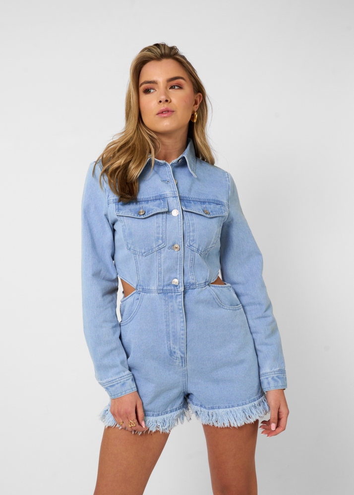 Charlotte denim playsuit blauw