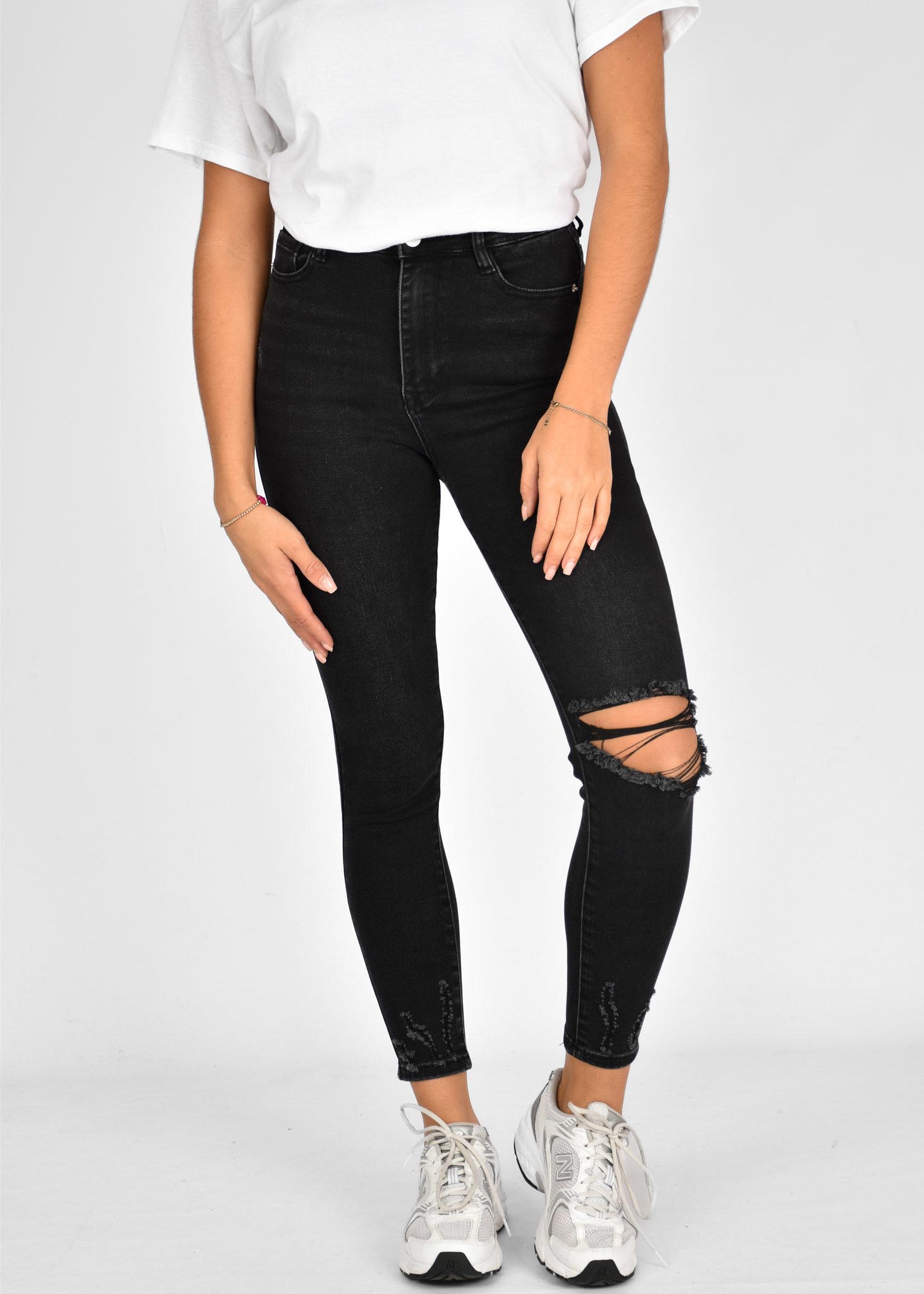Skinny jeans destroyed zwart