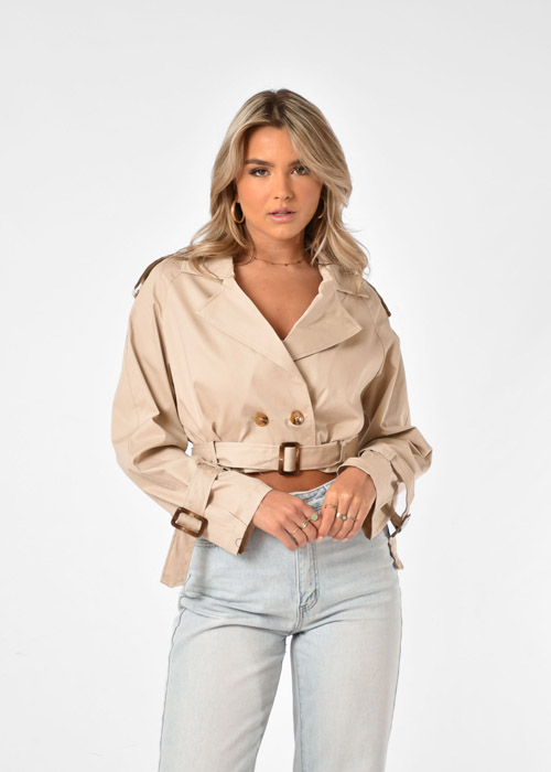 Sofia korte trenchcoat beige