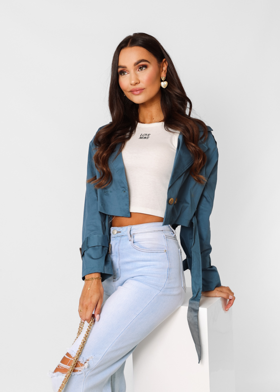 Sofia korte trenchcoat blauw