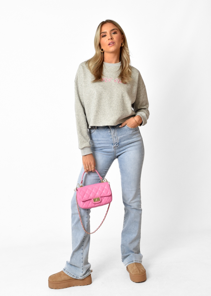 Girls club sweater grijs