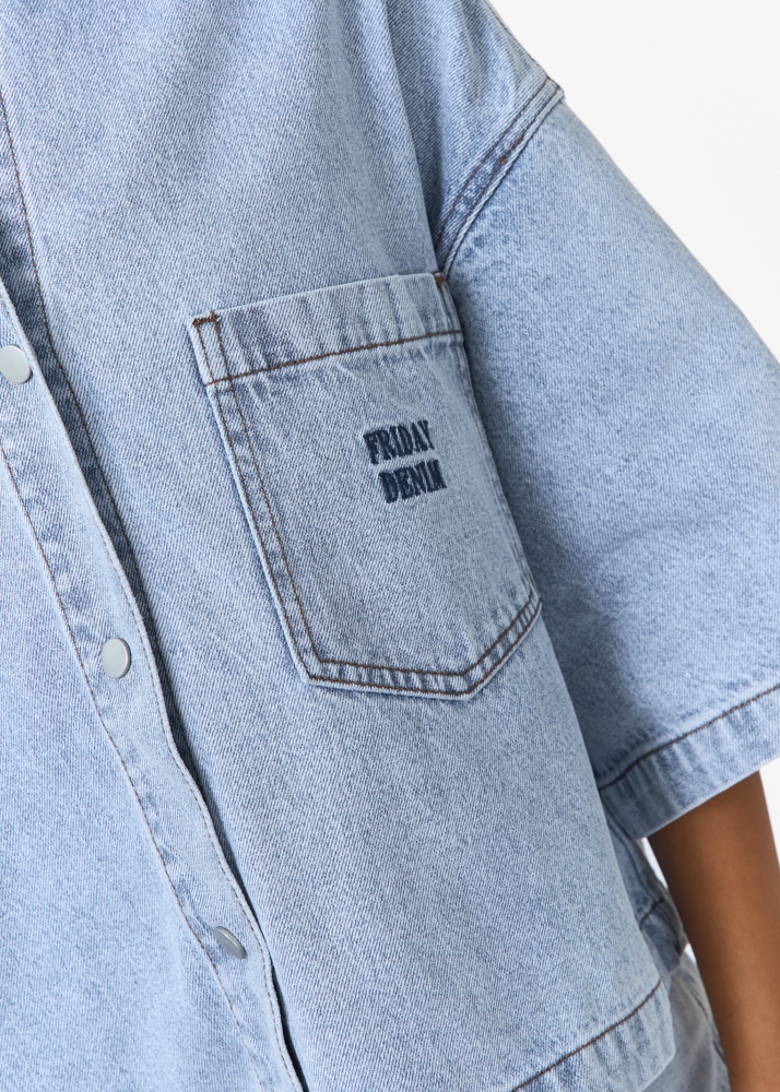 Denim blouse korte mouw