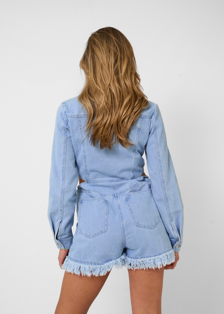 Charlotte denim playsuit blauw