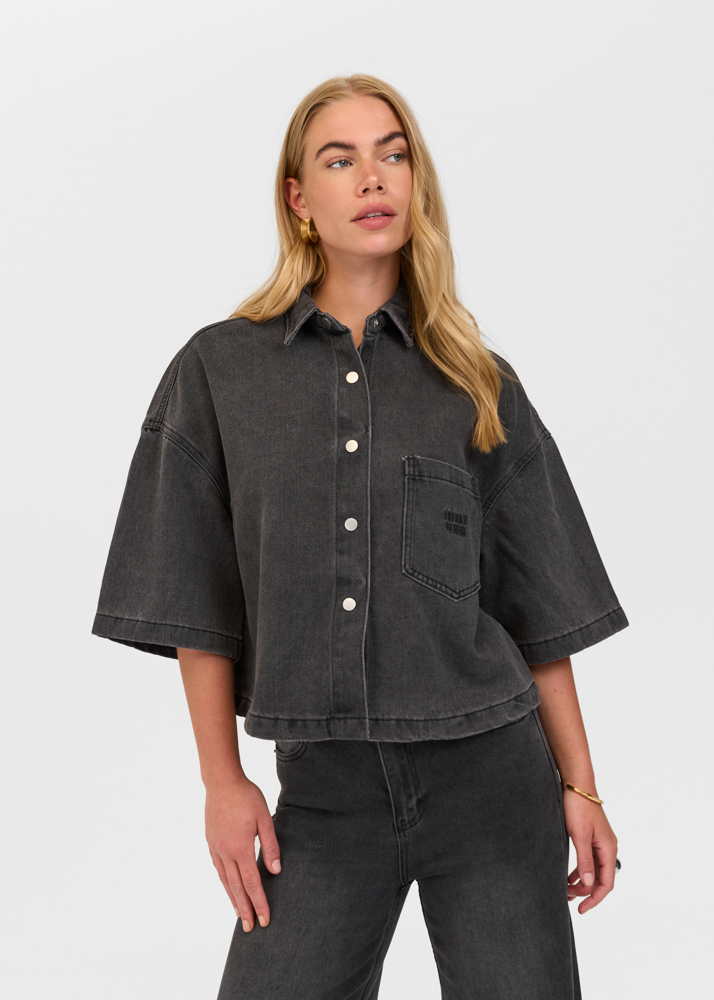 Denim blouse korte mouw