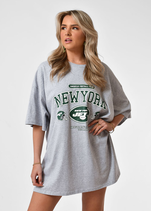 New york t-shirt jurk lichtgrijs