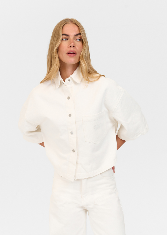 Denim blouse korte mouw