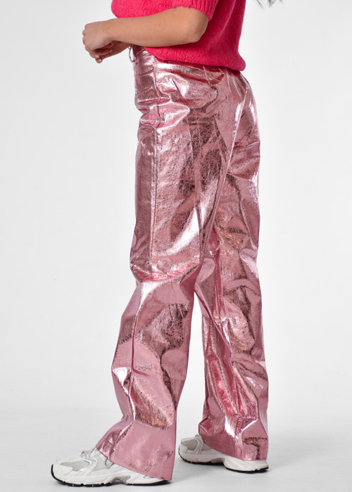 Sanne metallic broek roze
