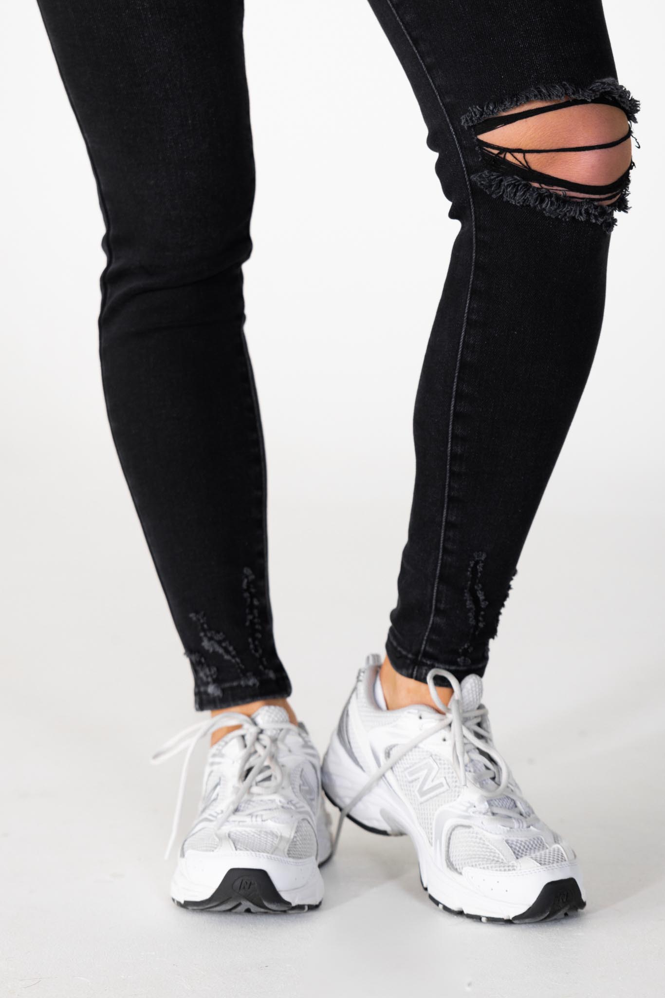 Skinny jeans destroyed zwart
