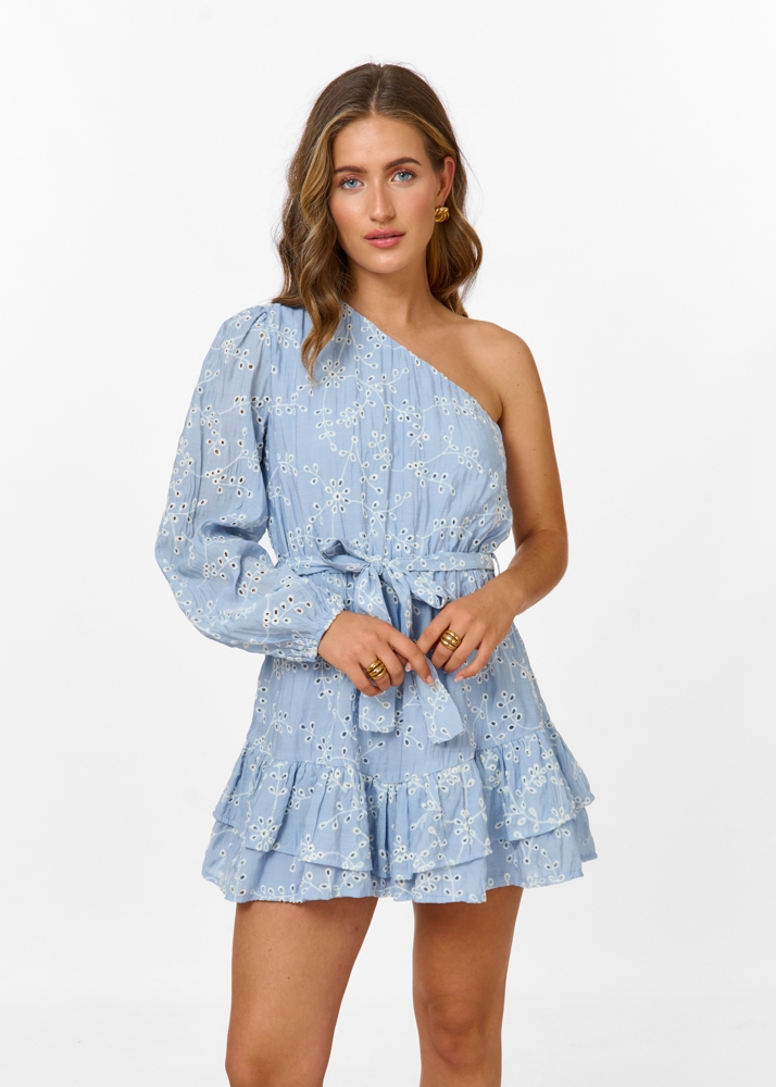 Eline embroidery jurk lichtblauw