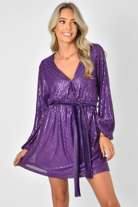Bibi glitter jurk paars
