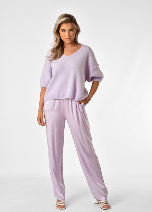 Laura satijnen broek lila