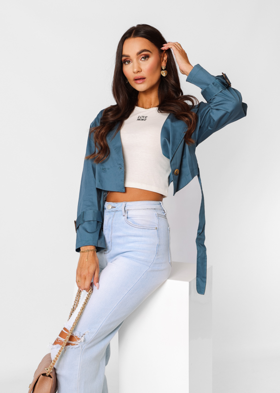 Sofia korte trenchcoat blauw