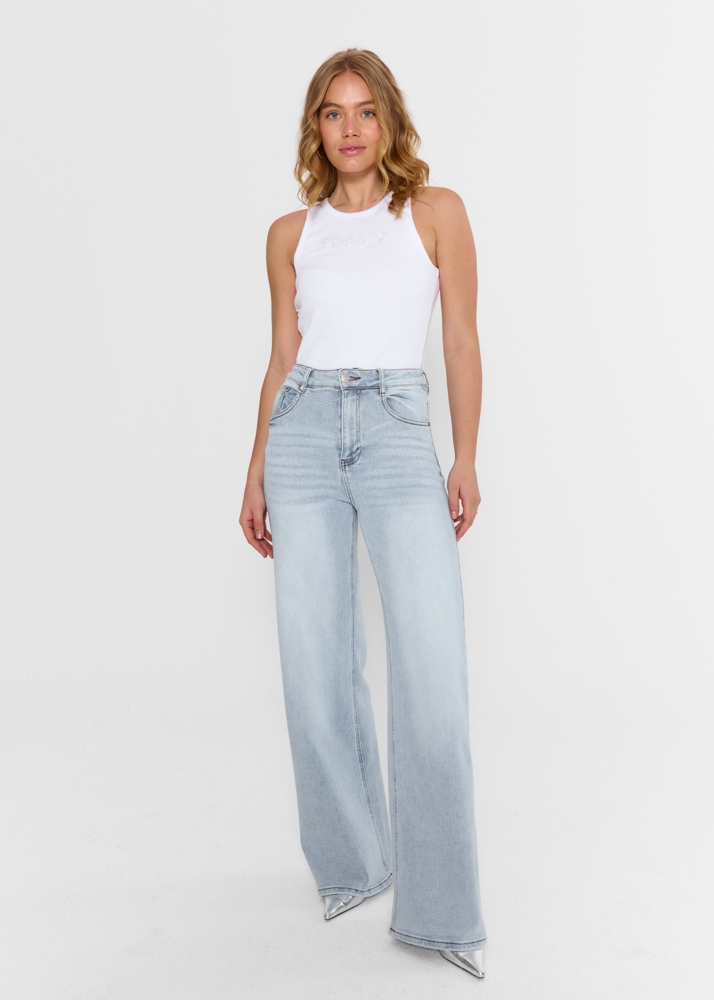 Wide leg stretch jeans