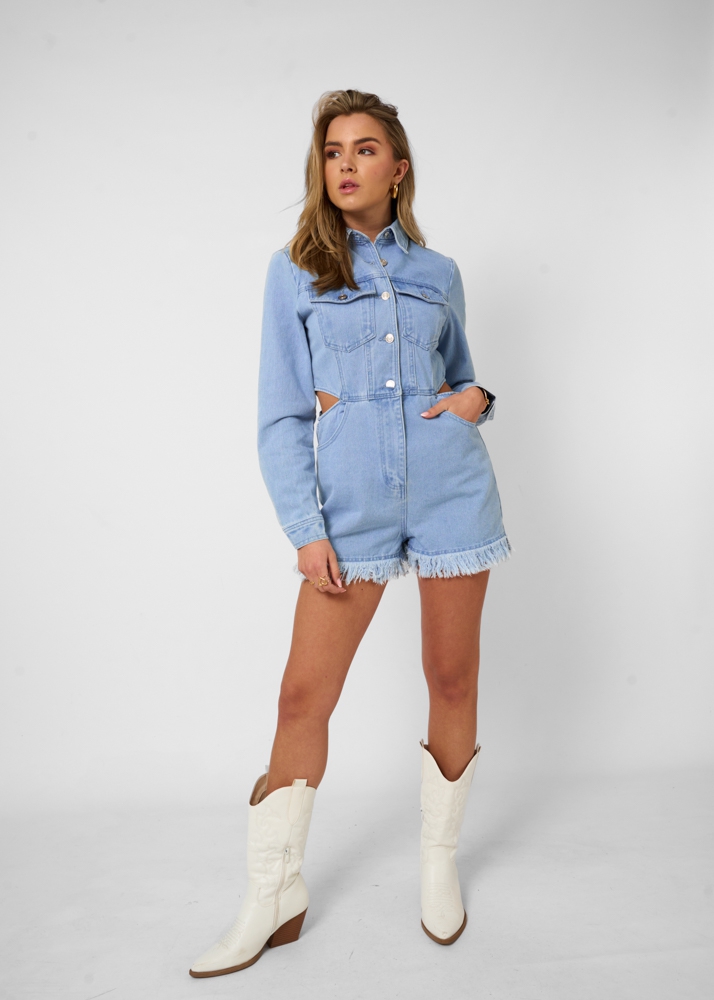 Charlotte denim playsuit blauw