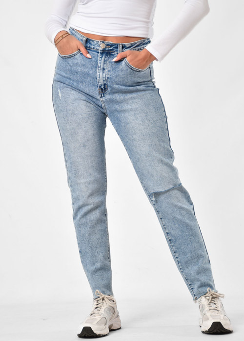 Mom jeans stretch donkerblauw