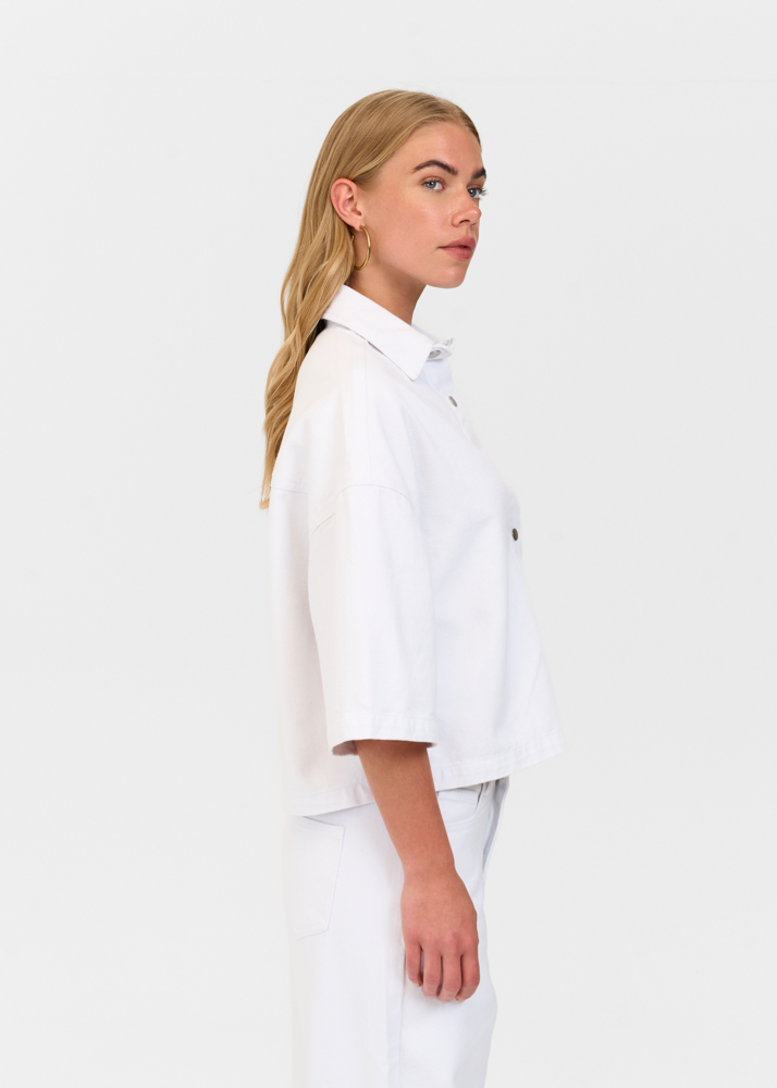 Denim blouse korte mouw