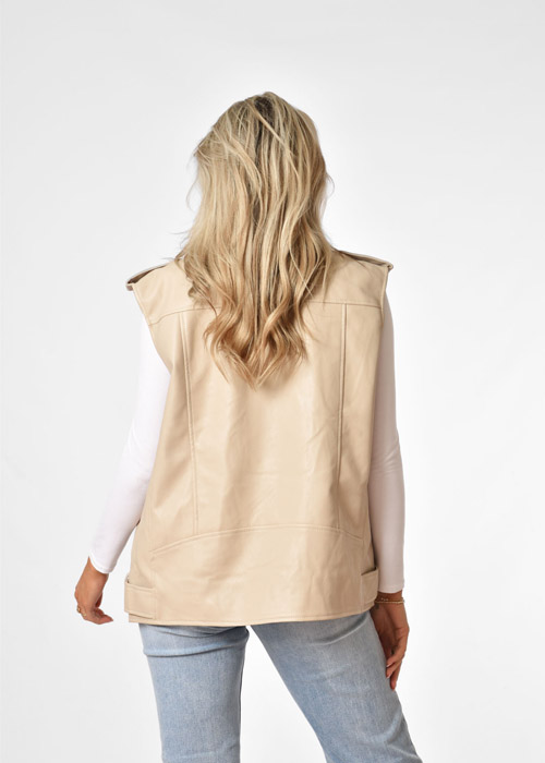 Liana leren gilet beige