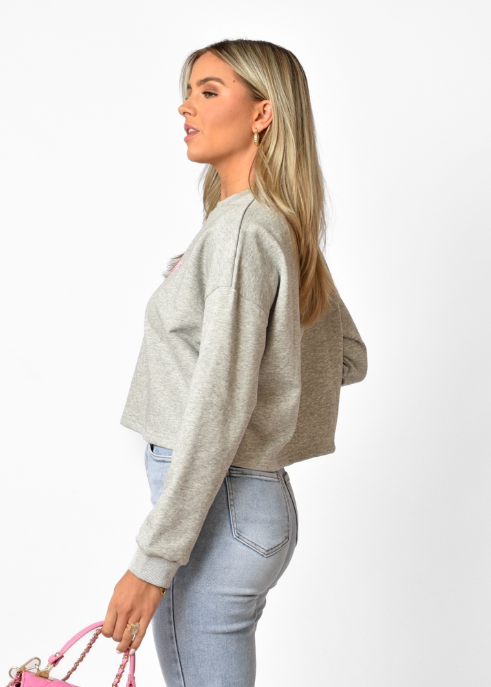 Girls club sweater grijs