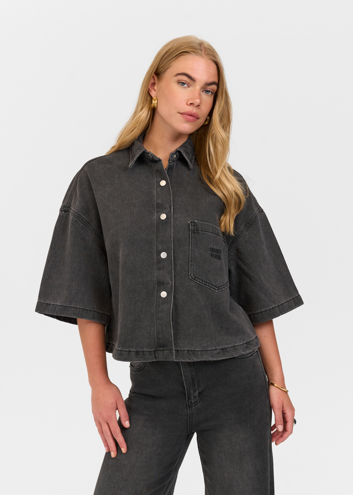 Denim blouse korte mouw