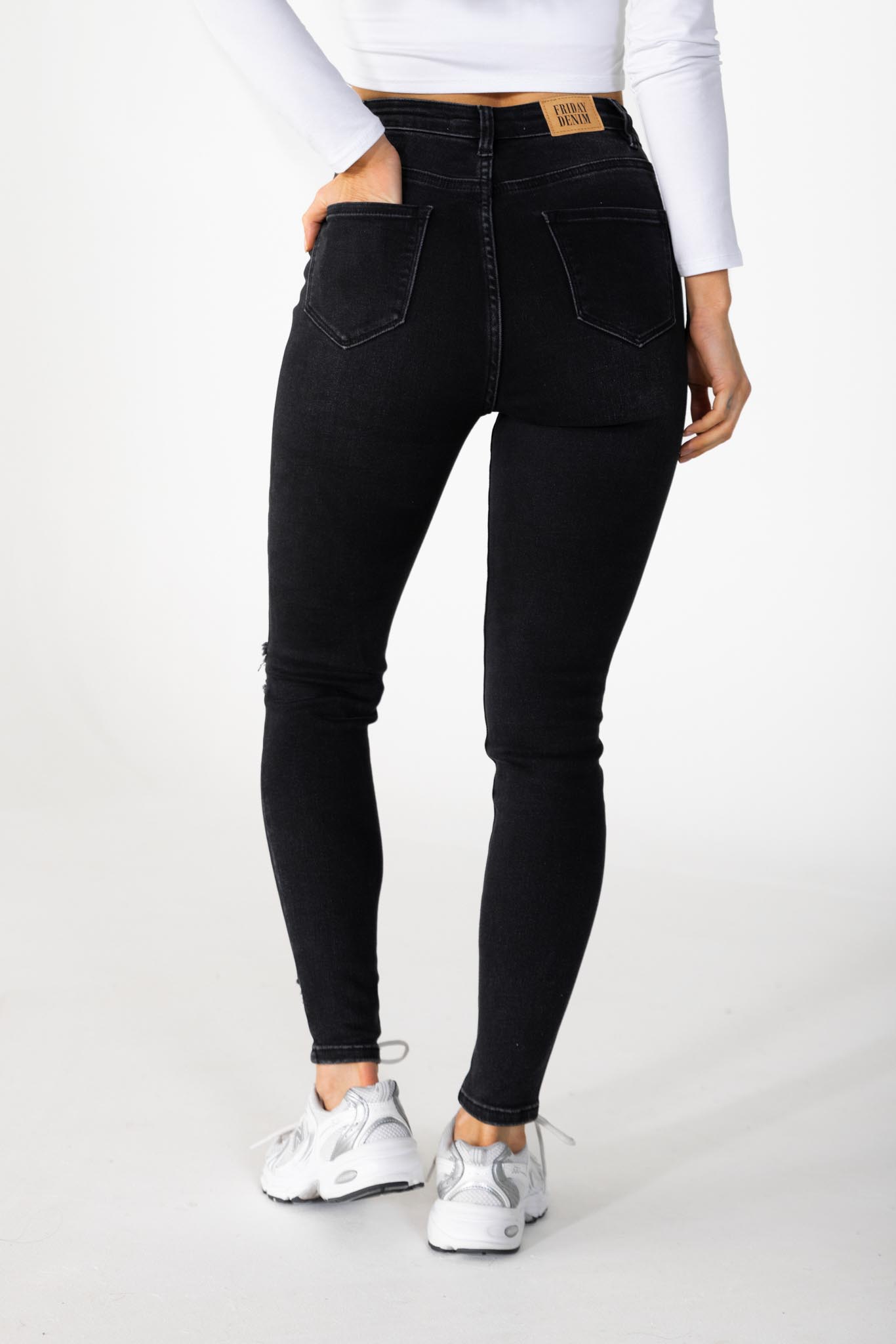 Skinny jeans destroyed zwart