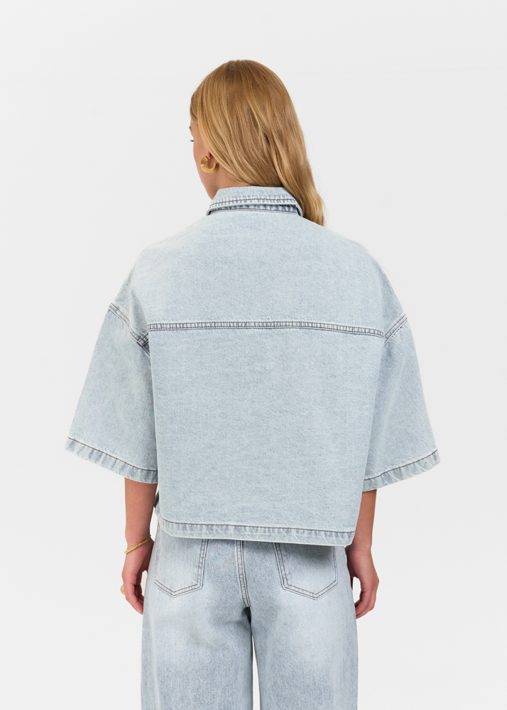 Denim blouse korte mouw