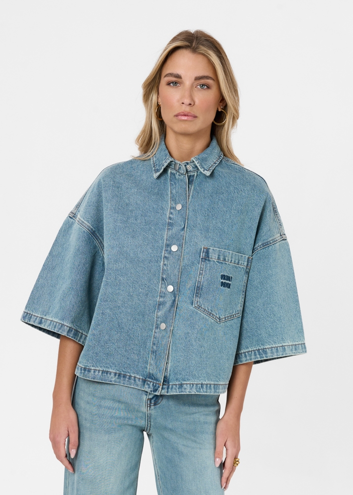 Denim blouse korte mouw