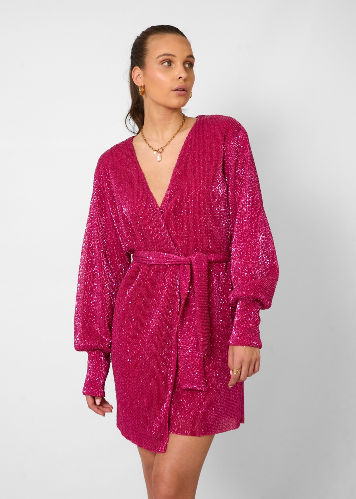 Juna jurk met glitters roze
