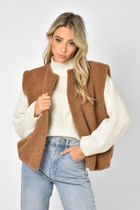 Dewy teddy gilet beige
