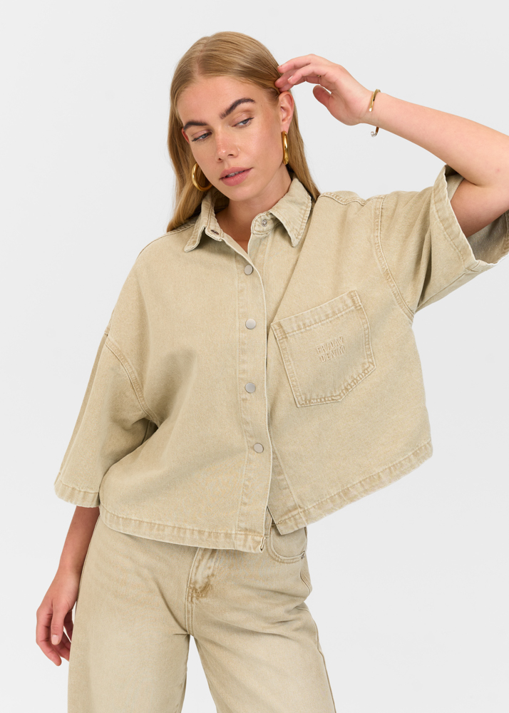 Denim blouse korte mouw
