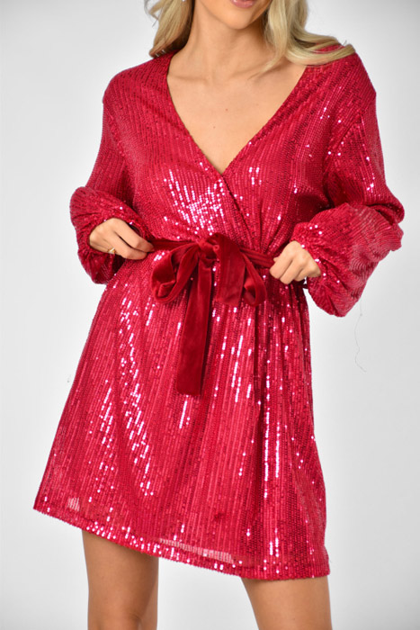 Bibi glitter jurk fuchsia