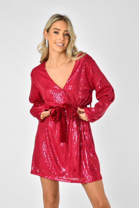 Bibi glitter jurk fuchsia