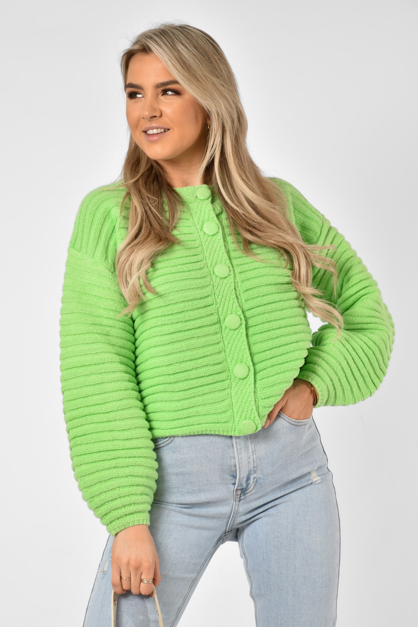 Cropped groen vest knopen | Dames vesten tess v