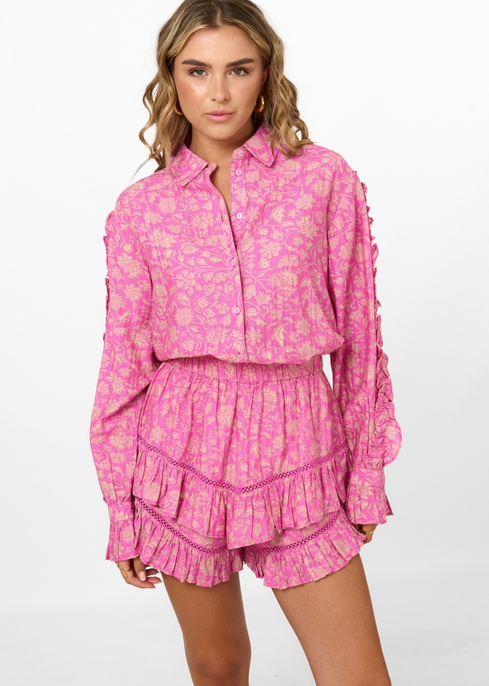 Nena ruffle blouse roze