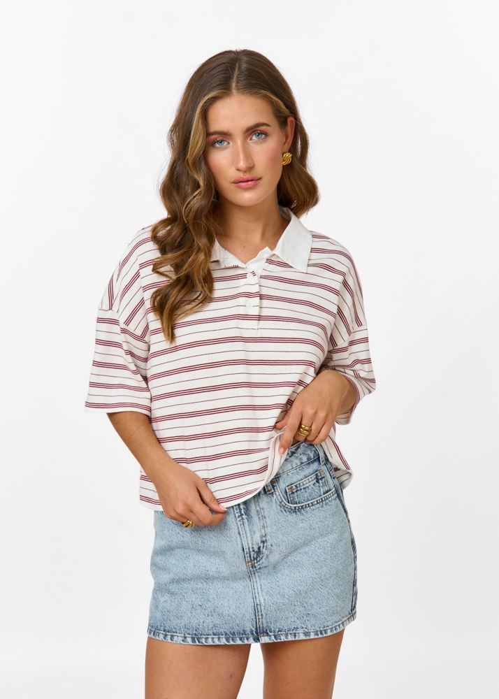 Emma gestreept polo t-shirt