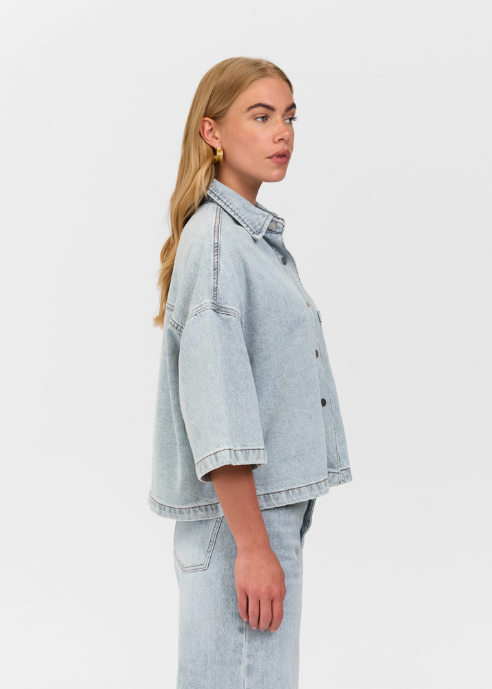 Denim blouse korte mouw