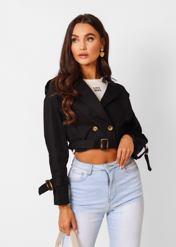 Sofia korte trenchcoat zwart 