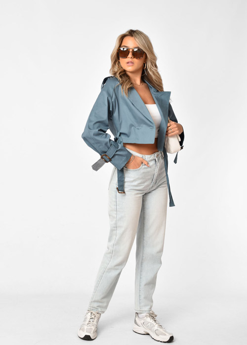 Sofia korte trenchcoat blauw