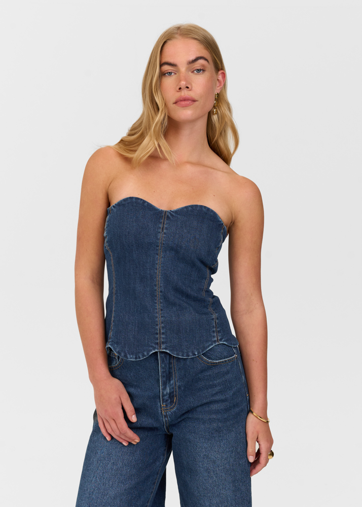 Scallop denim top