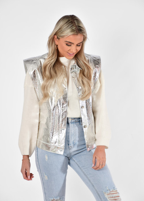 Bo metallic gilet zilver