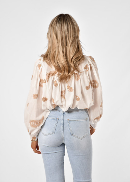 Roos blouse wit