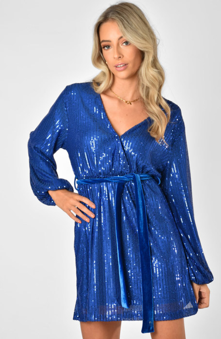 Bibi glitter jurk blauw