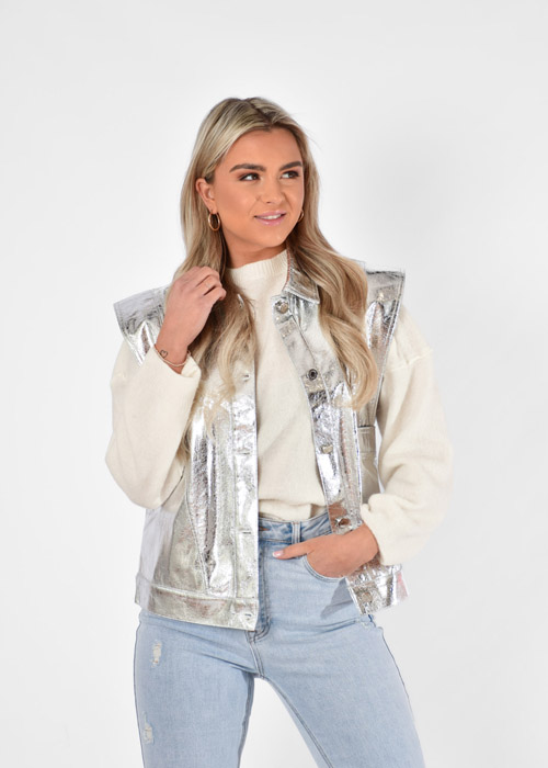 Bo metallic gilet zilver