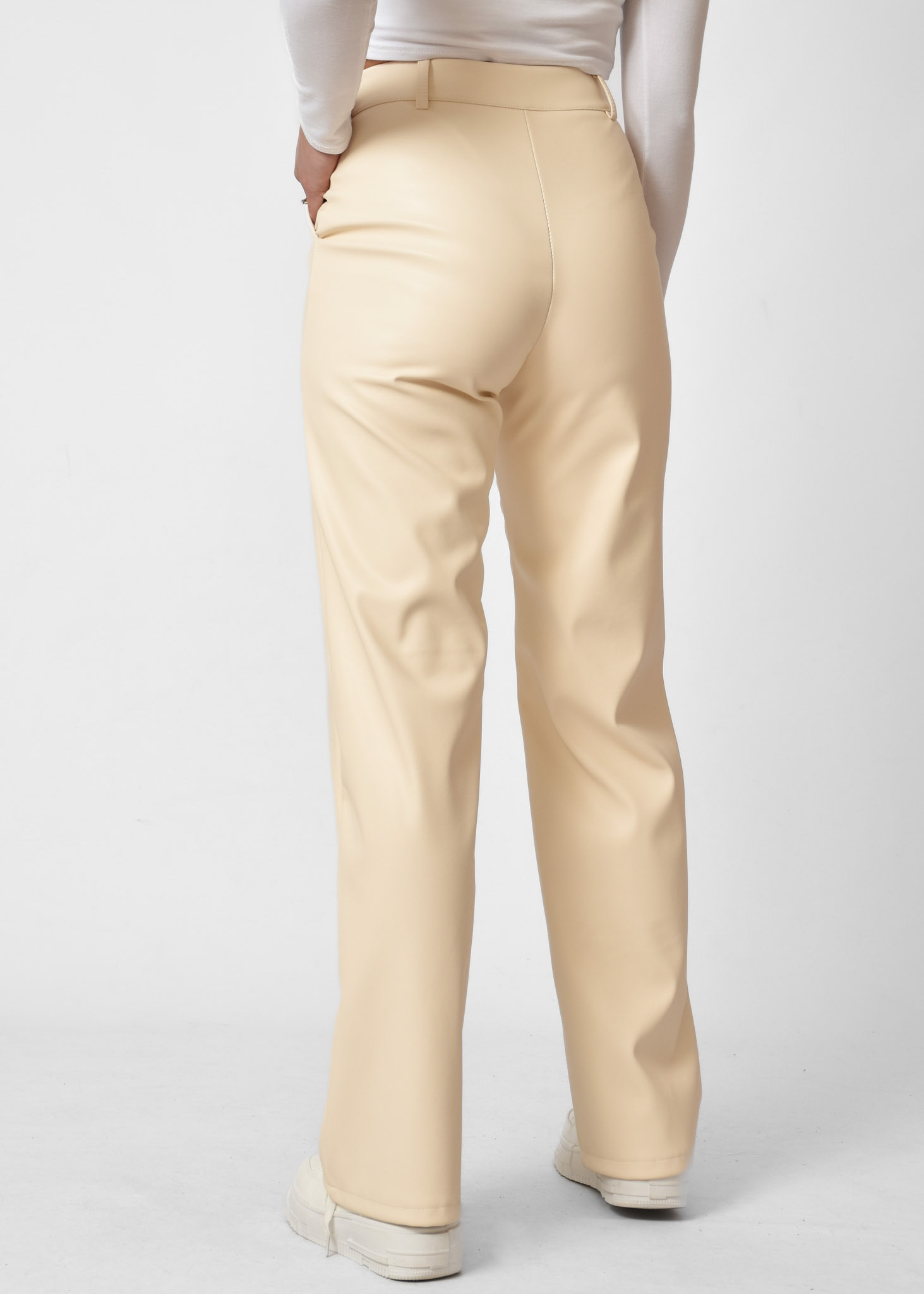 Fleur leren broek creme