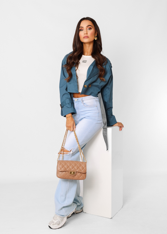 Sofia korte trenchcoat blauw