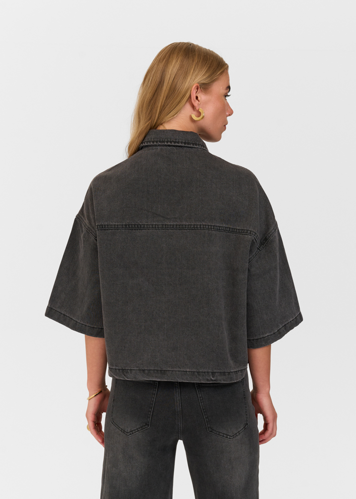 Denim blouse korte mouw