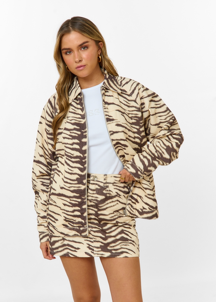 Zebra oversized denim jacket