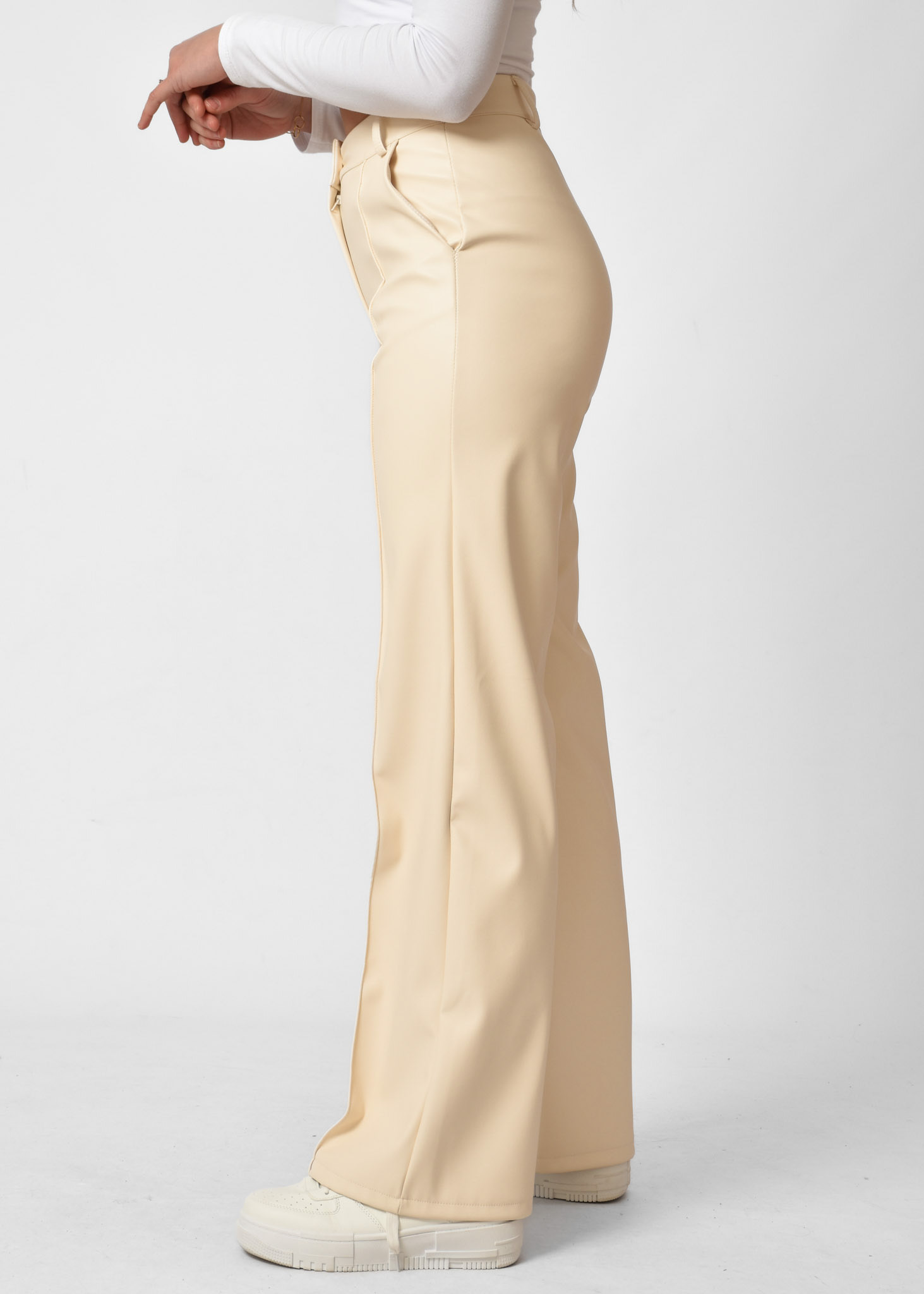 Fleur leren broek creme