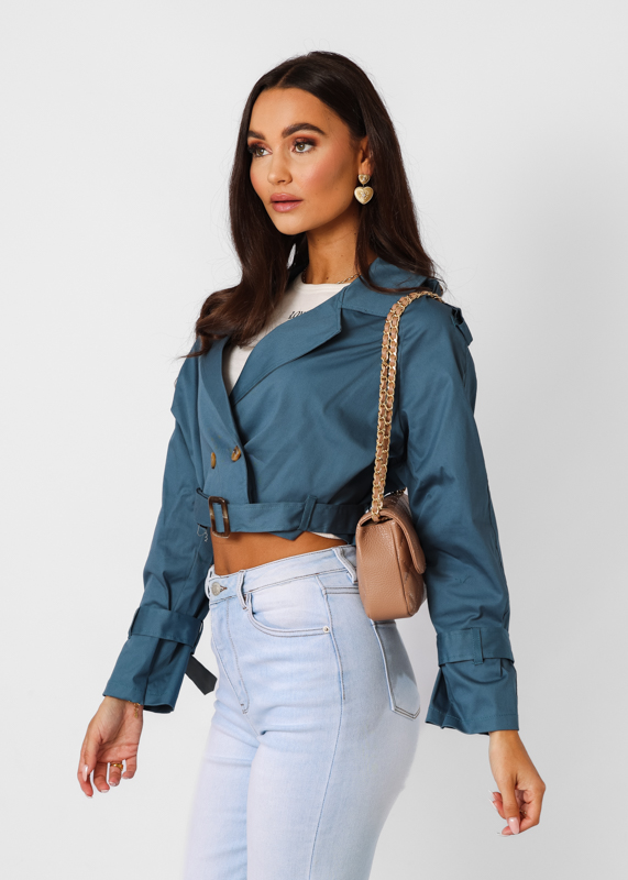 Sofia korte trenchcoat blauw