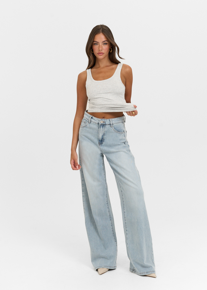 Wide leg stretch lightweight jeans